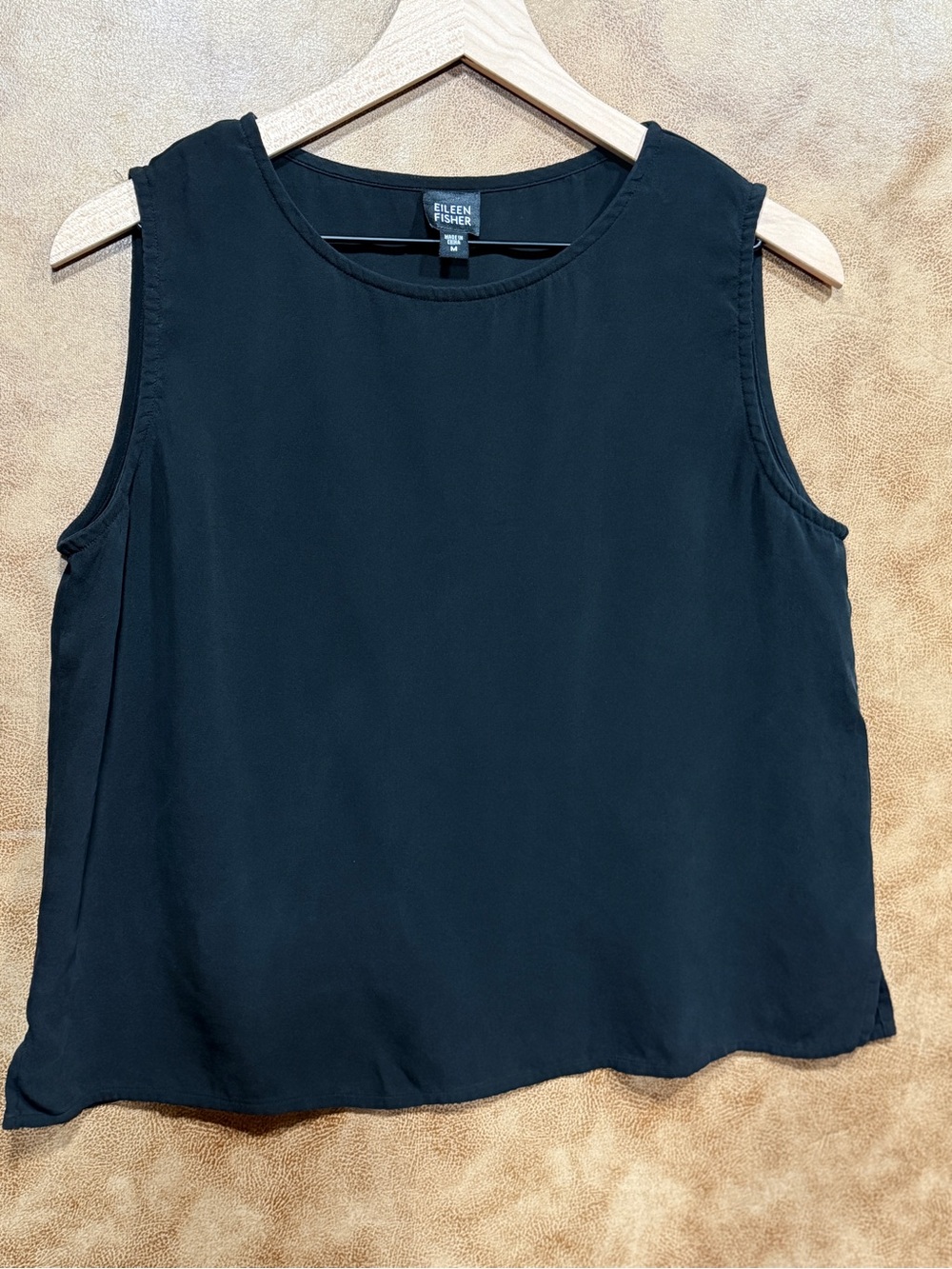 Eileen Fisher 100% Silk Black Sleeveless Shell Top Women’s Size M